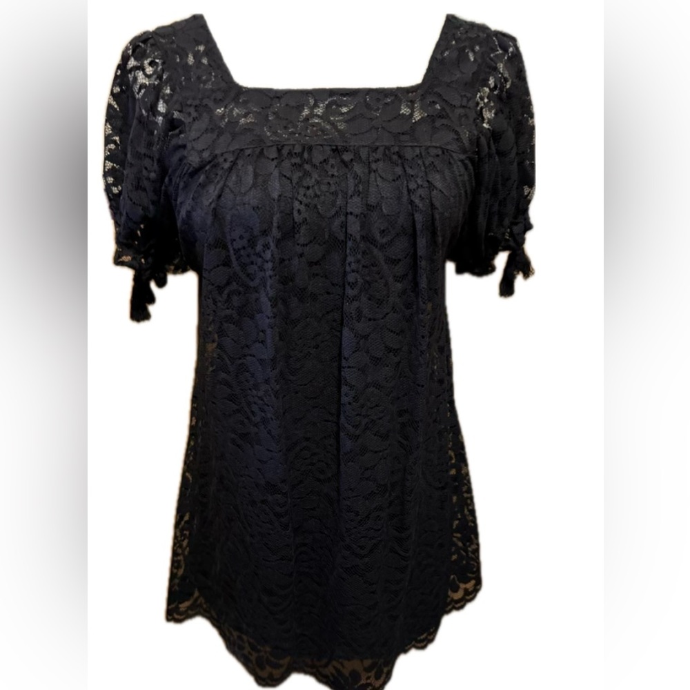 LOFT Elegant Black Lace Mini Dress - Picture 2 of 10